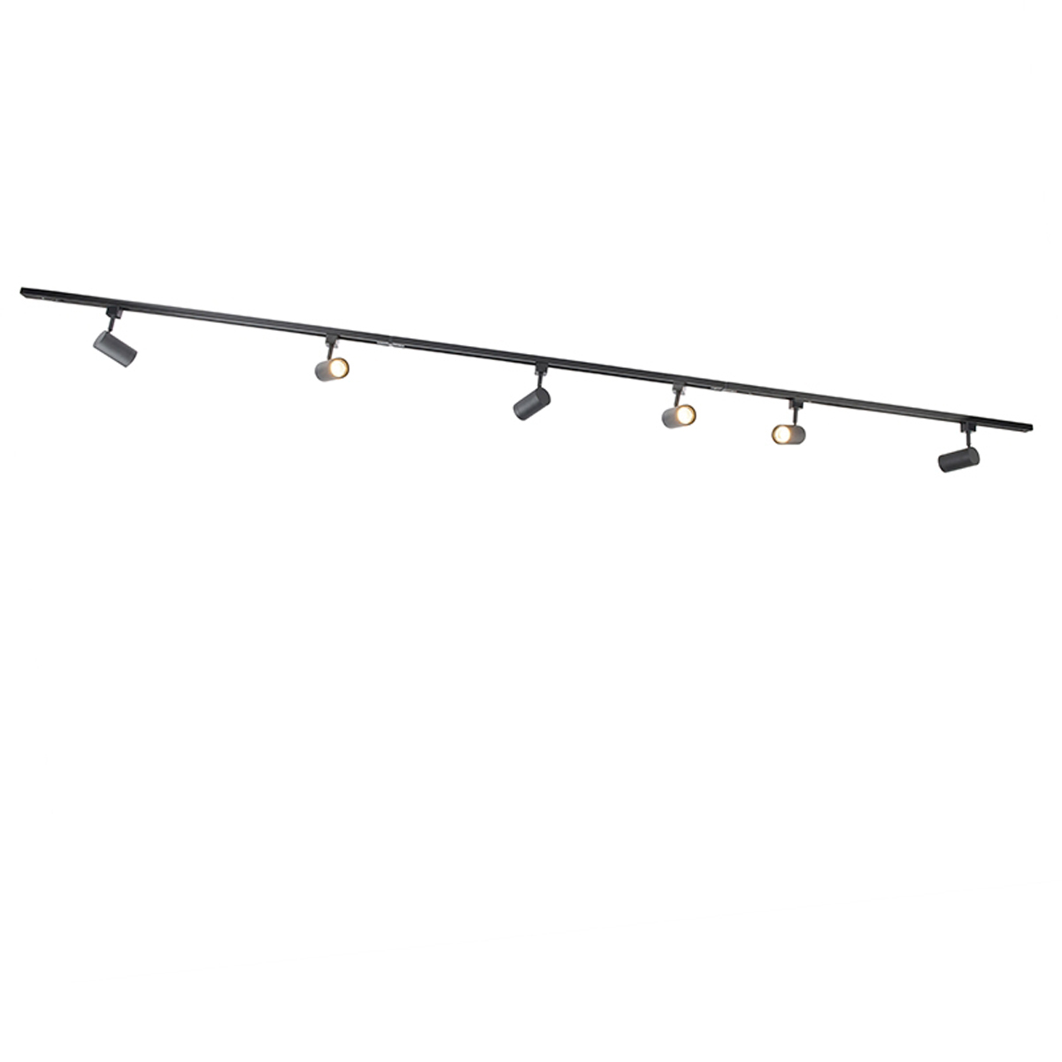 Système d'éclairage sur rail moderne avec 6 spots noirs monophasés 300 cm - Iconic Jeana - 2
