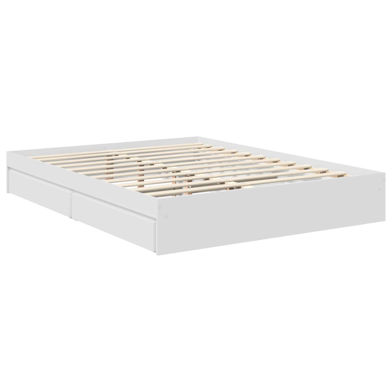 Lit de rangement blanc 160 x 200 cm panneau de bois - 6