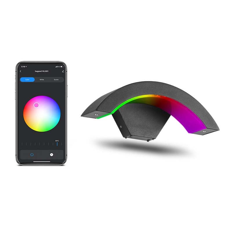 1 szt. inteligentna lampa ścienna LED RGBW 9W Tuya WiFi Bluetooth, ściemnialna, IP65, kompatybilna z Alexa, idealna na balkon,taras i ogród nowoczesny