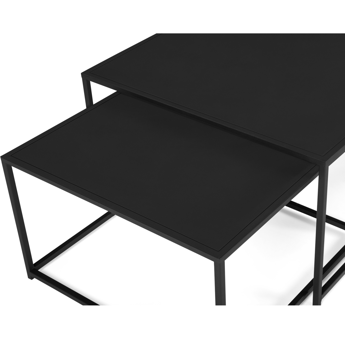 Lot de 2 tables basses gigognes DAVIS 60/70 en métal noir mat design industriel - 4