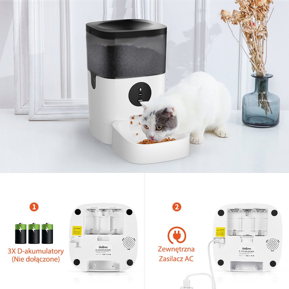 BALIMOPET Distributeur de Croquettes Automatique 4L pour Chats/Chiens WiFi ,avec Contrôle APP, ​Enregistrement Vocal - 5