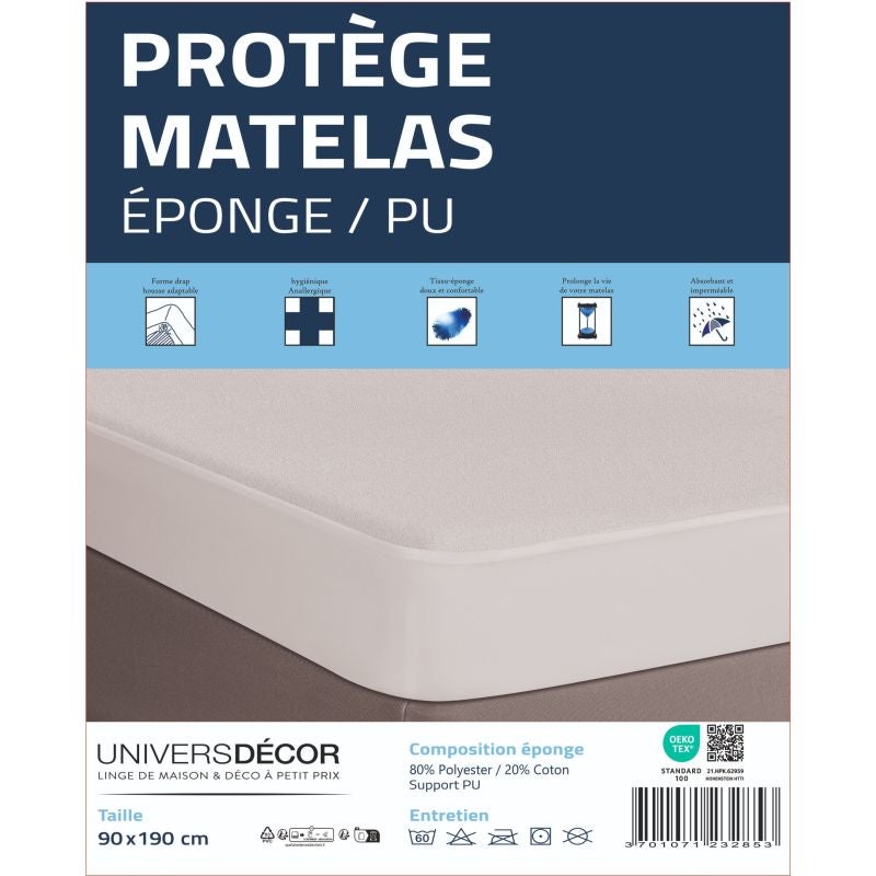 Protège matelas imperméable, absorbant et anti-acariens 90 x 190 cm - 2