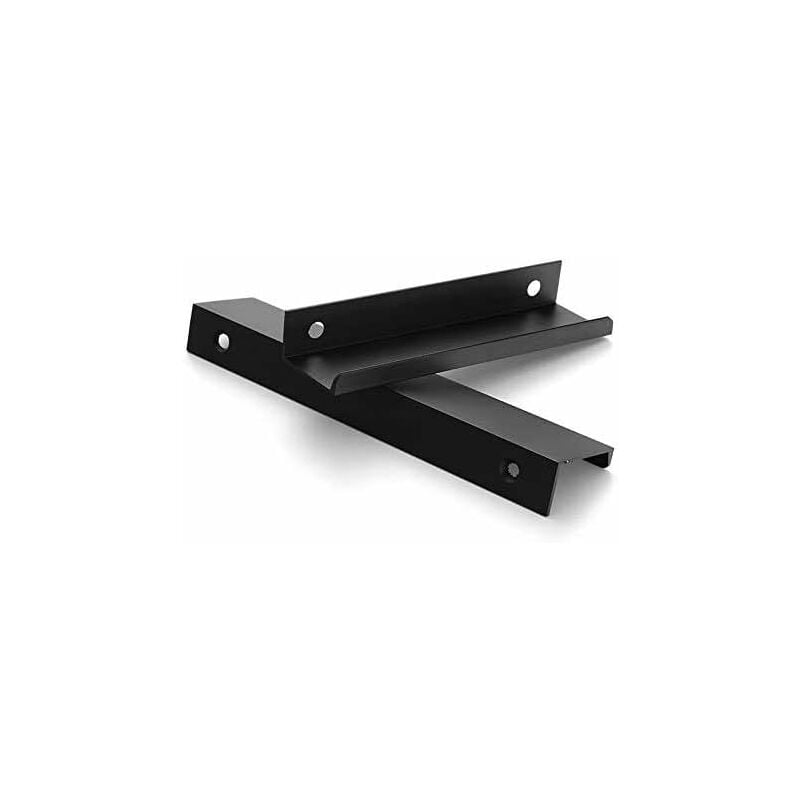 Lot de 10 Poignée Noir Poignée de Meuble Noir- Poignée Invisible de Meuble Cuisine Noir Poignée Meuble Noir Mat en Alliage d'Aluminium Entraxe 96mm - 4
