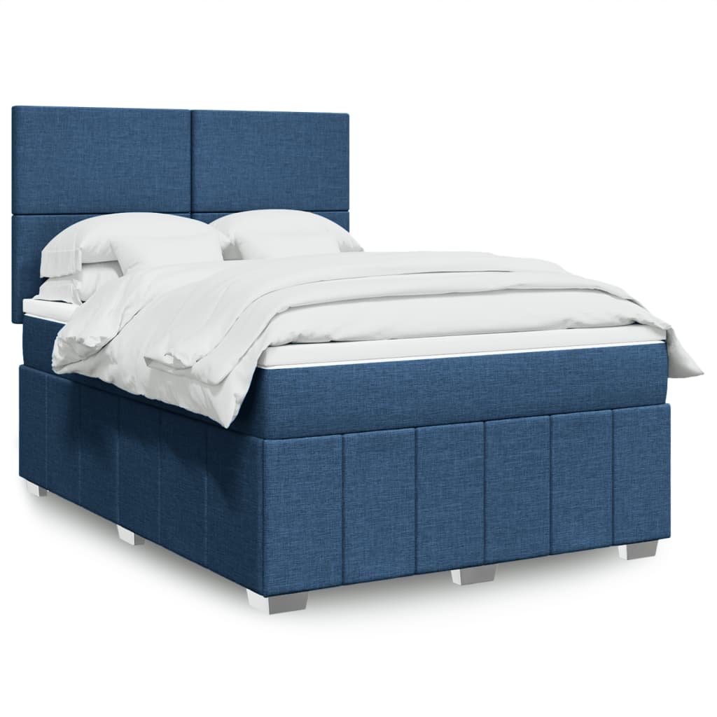 Sommier à lattes de lit avec matelas Bleu 160x200 cm Tissu — COMFORTXL - 2