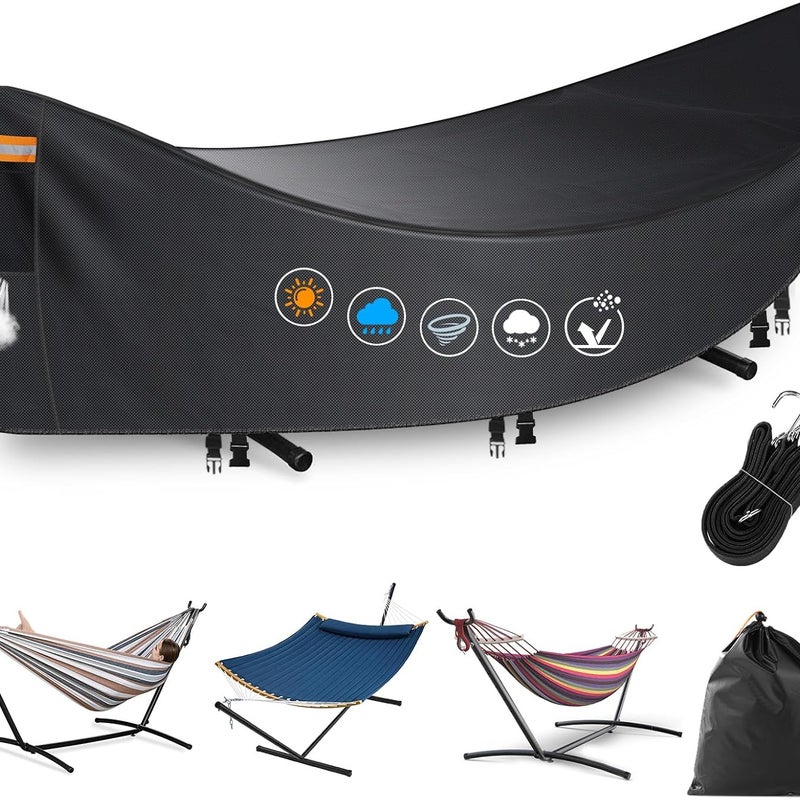 Zestaw 2 wodoodpornych pokrowców na hamak, pokrowców na hamak zewnętrzny 420D o wysokiej wytrzymałości, oddychających i zapobiegających zaparowywaniu