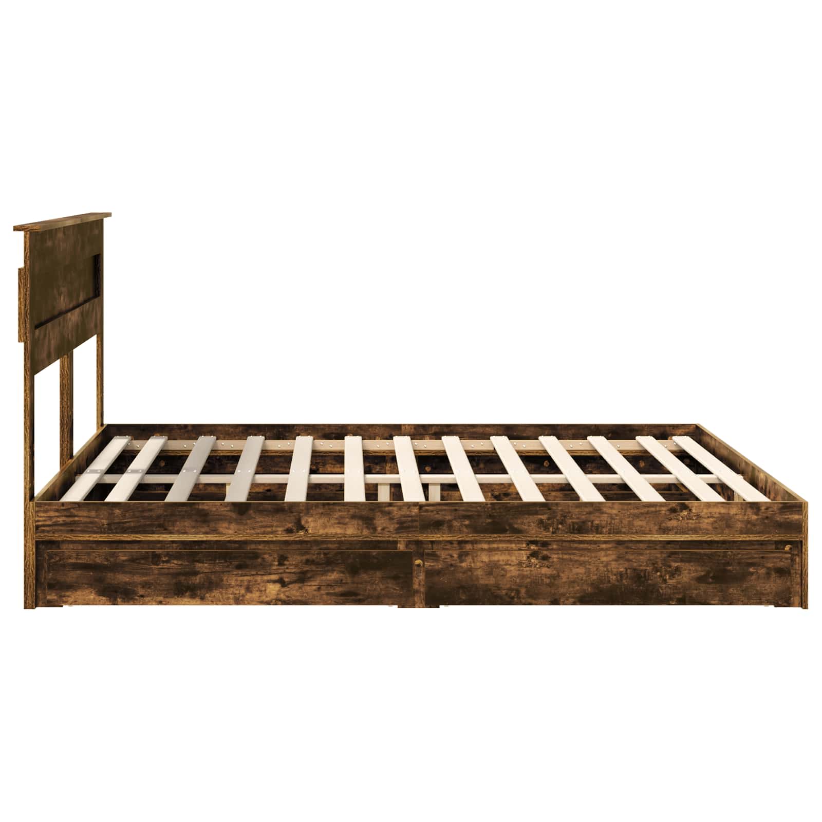 Lit avec rangement, panneau de bois, chêne fumé, pour la chambre, 180 × 200 cm - 9
