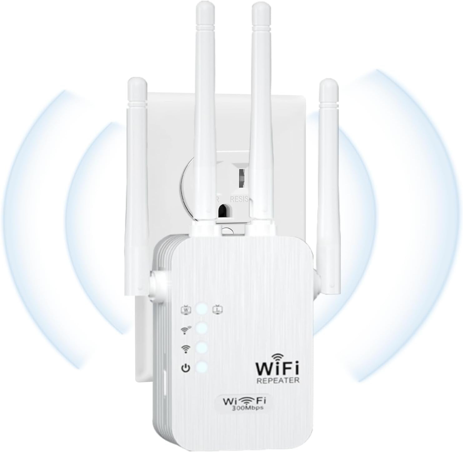 Dwuzakresowy wzmacniacz WiFi 1200M - Wzmacniacz naścienny z 4 antenami, rozszerzeniem sygnału, przyciskiem WPS