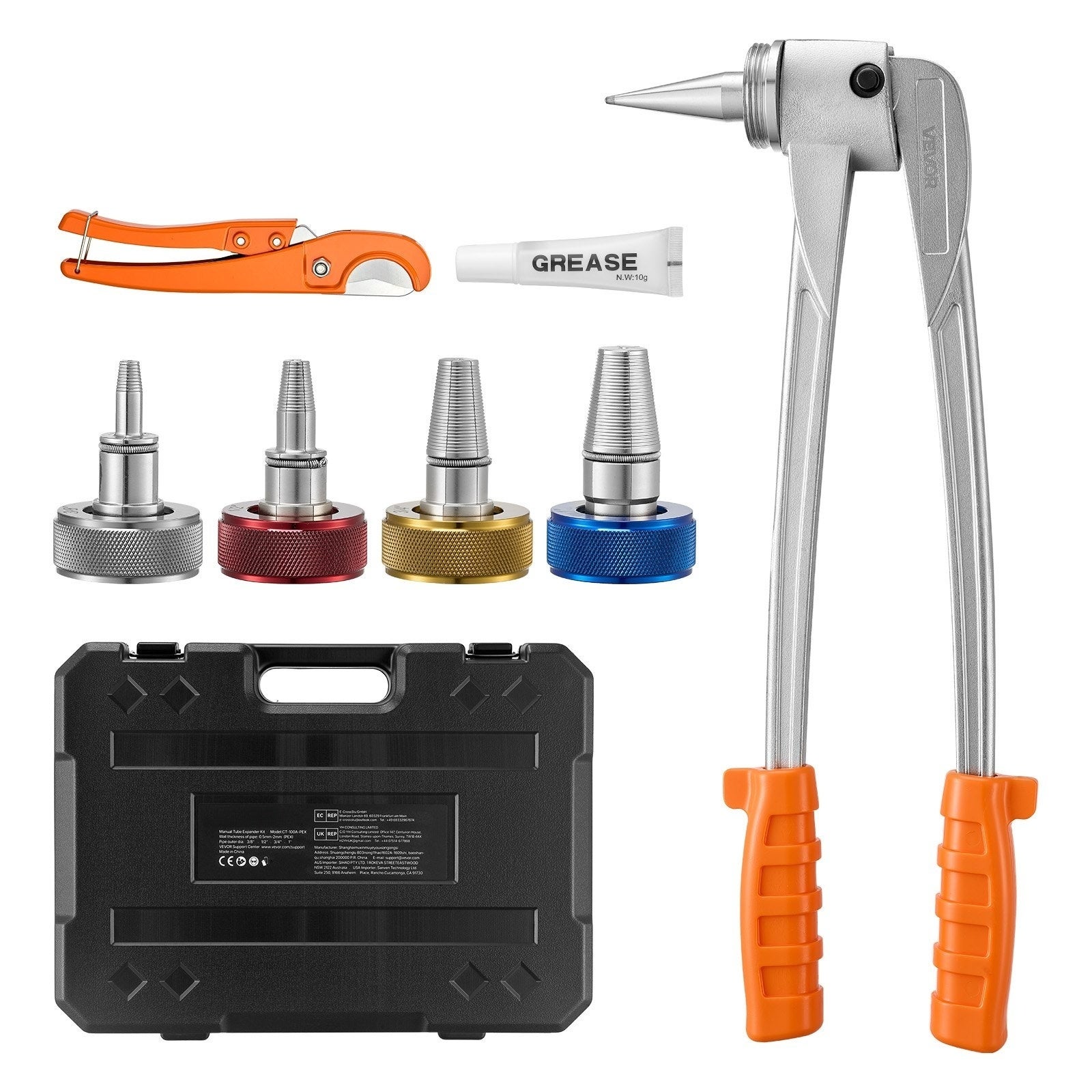 Expansor manual para tuberías PEX, 7 piezas, 4 matrices, 9,52-25,4 mm y ...