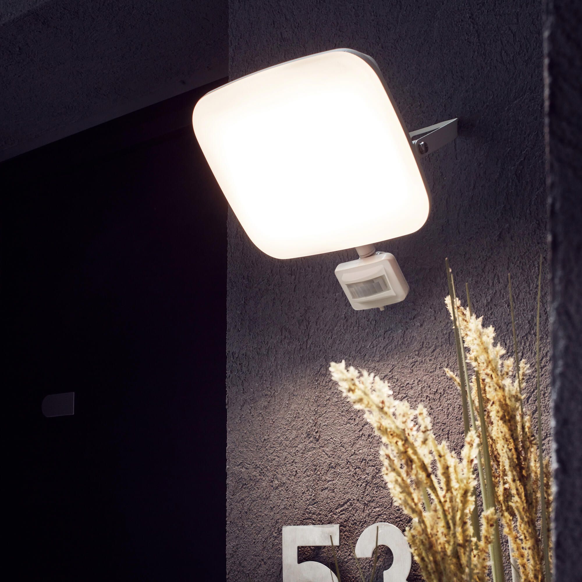 INSPIRE - Refletor fixo para exterior KANTI - LED integrado - 6750 Lm - Detector de movimento integrado - 4000 K - Branco - 4