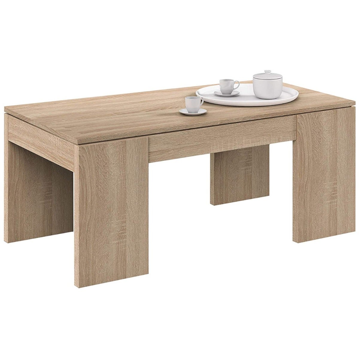 Divina Home 001637F Tavolino elevabile 100x50x43 cm Rovere - 3