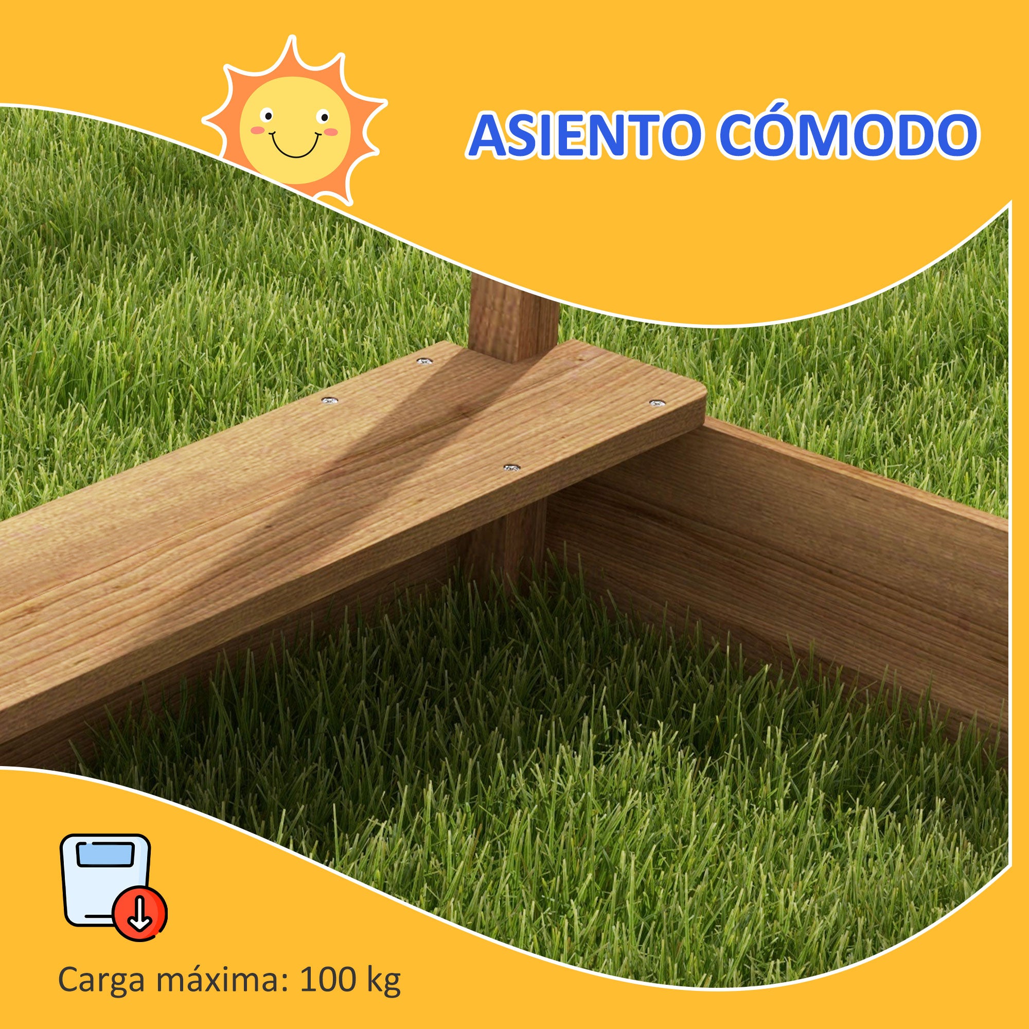 Caixa de Areia Infantil Outsunny Madeira de Abeto Castanha 124x116x146 cm - 6