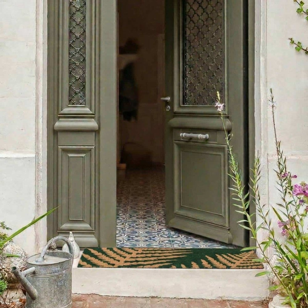 Paillasson de marche coco imprimé fougères vert 25x75cm - Ornami - 2
