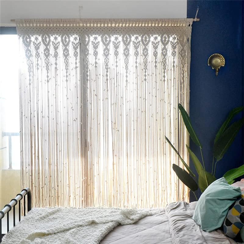 Rideaux muraux en macramé pour séparateur de pièce, occultant, antistatique, ne peluche pas facilement, rideaux tissés à la main pour portes - 2