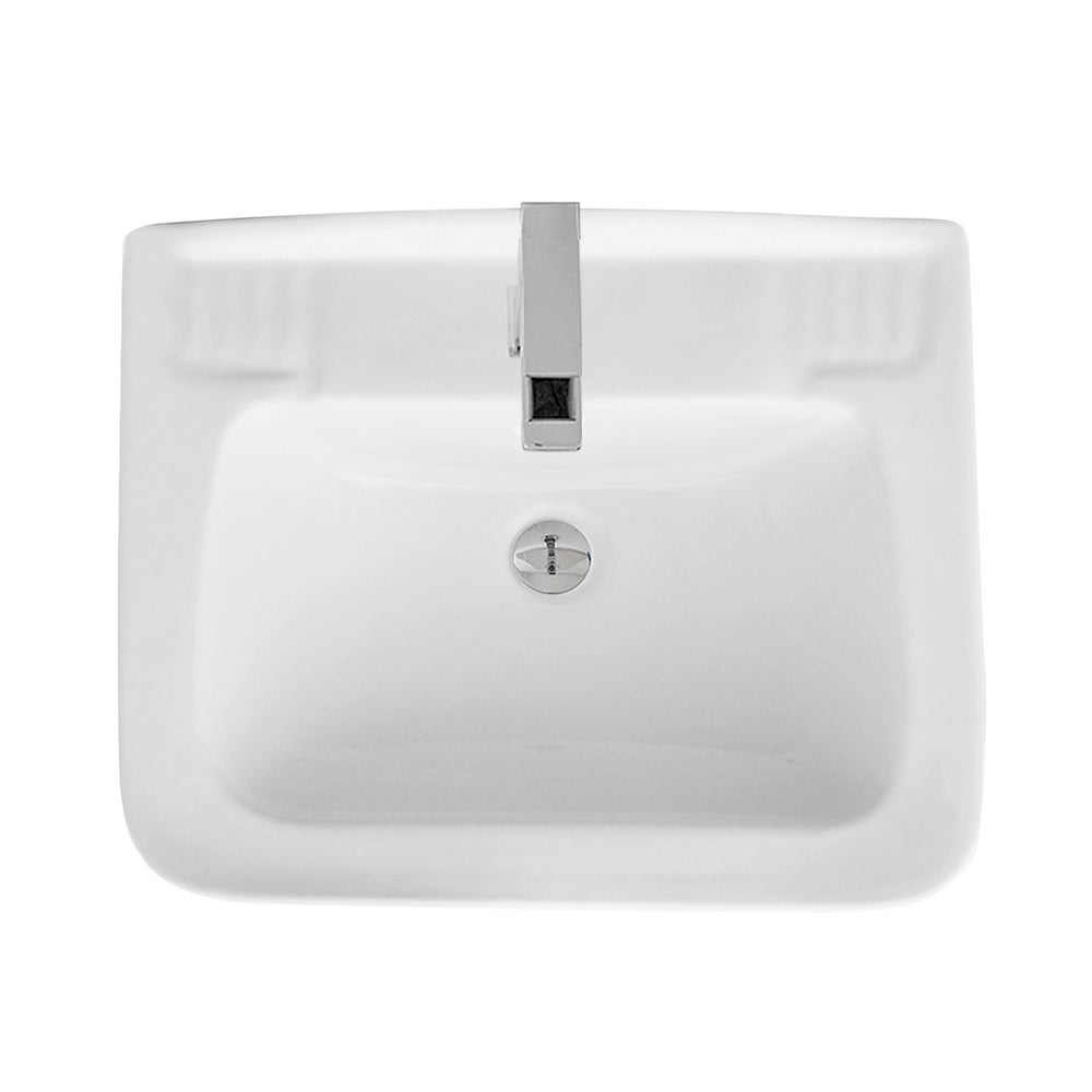 Lavabo sospeso 45x35 salvaspazio bianco in ceramica - 3