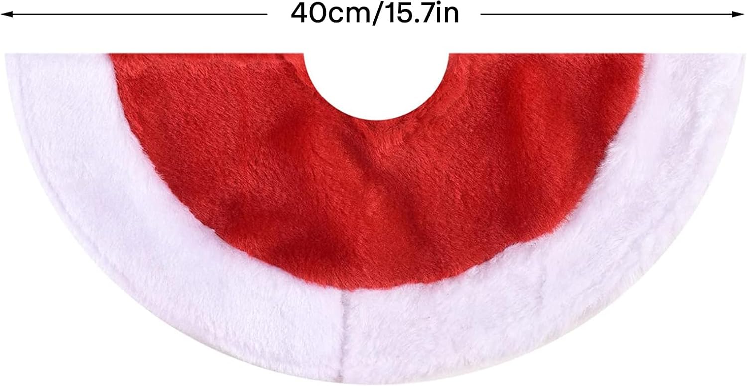 Jupe De Sapin De Noël 38 Cm - Cache-Pied En Peluche Blanche - Pour Petit Sapin, Décoration De Table