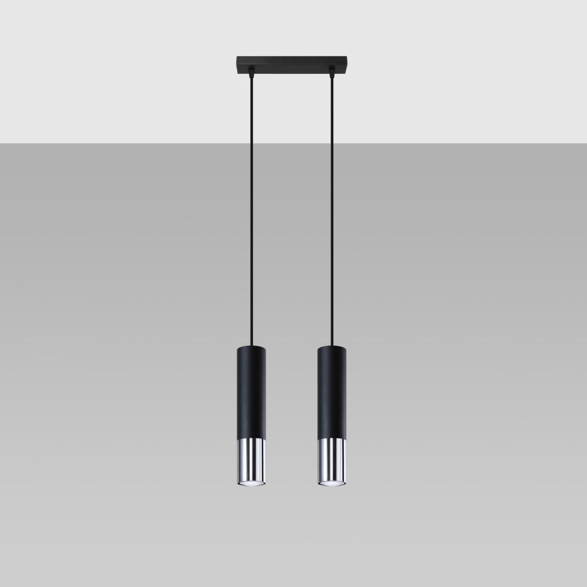 Lampa wisząca ZARPEX 2 czarny/chrom LED 4000K - 30x6x90cm Sollux