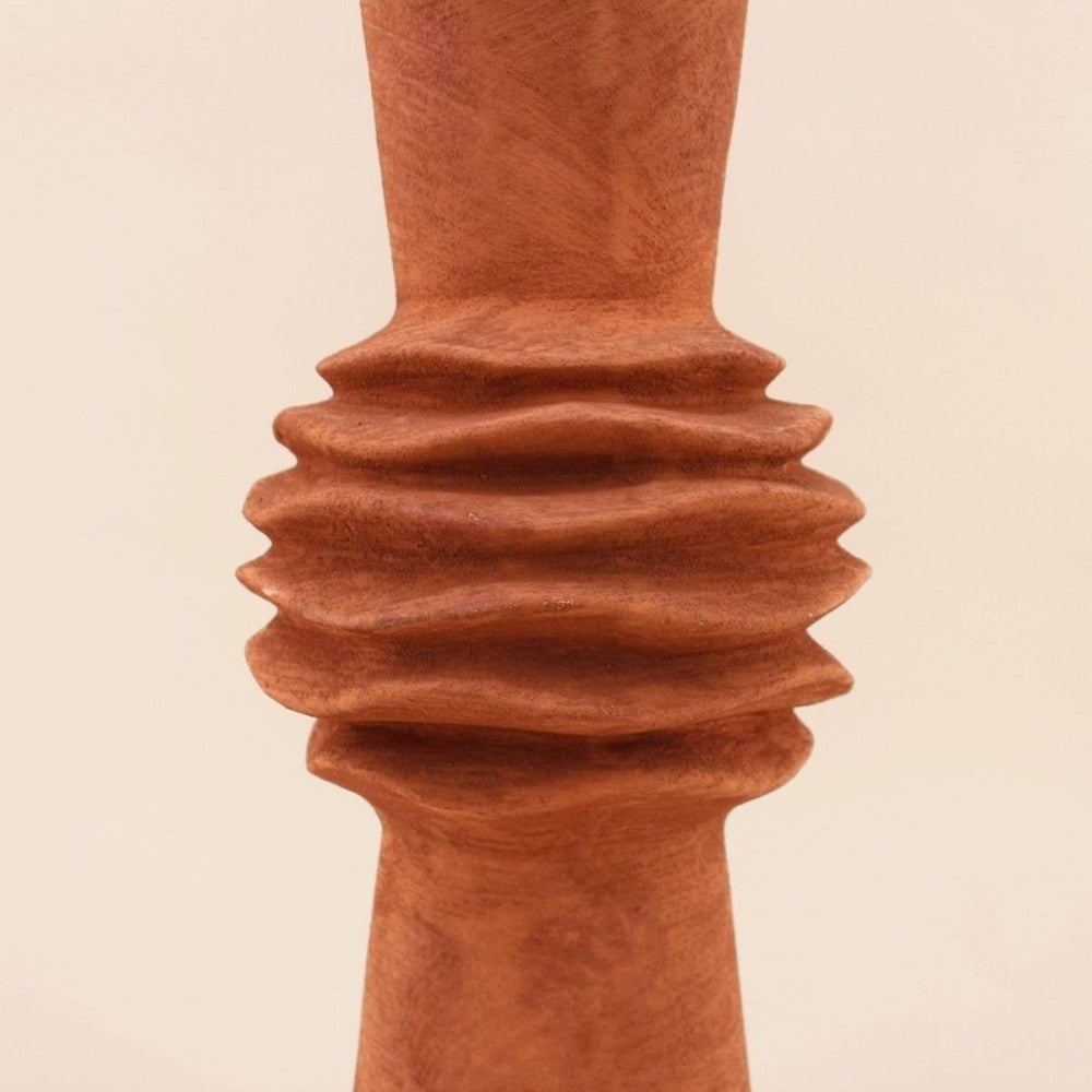 Vase en grès effet pierre terracotta, H47cm - Ornami - 4