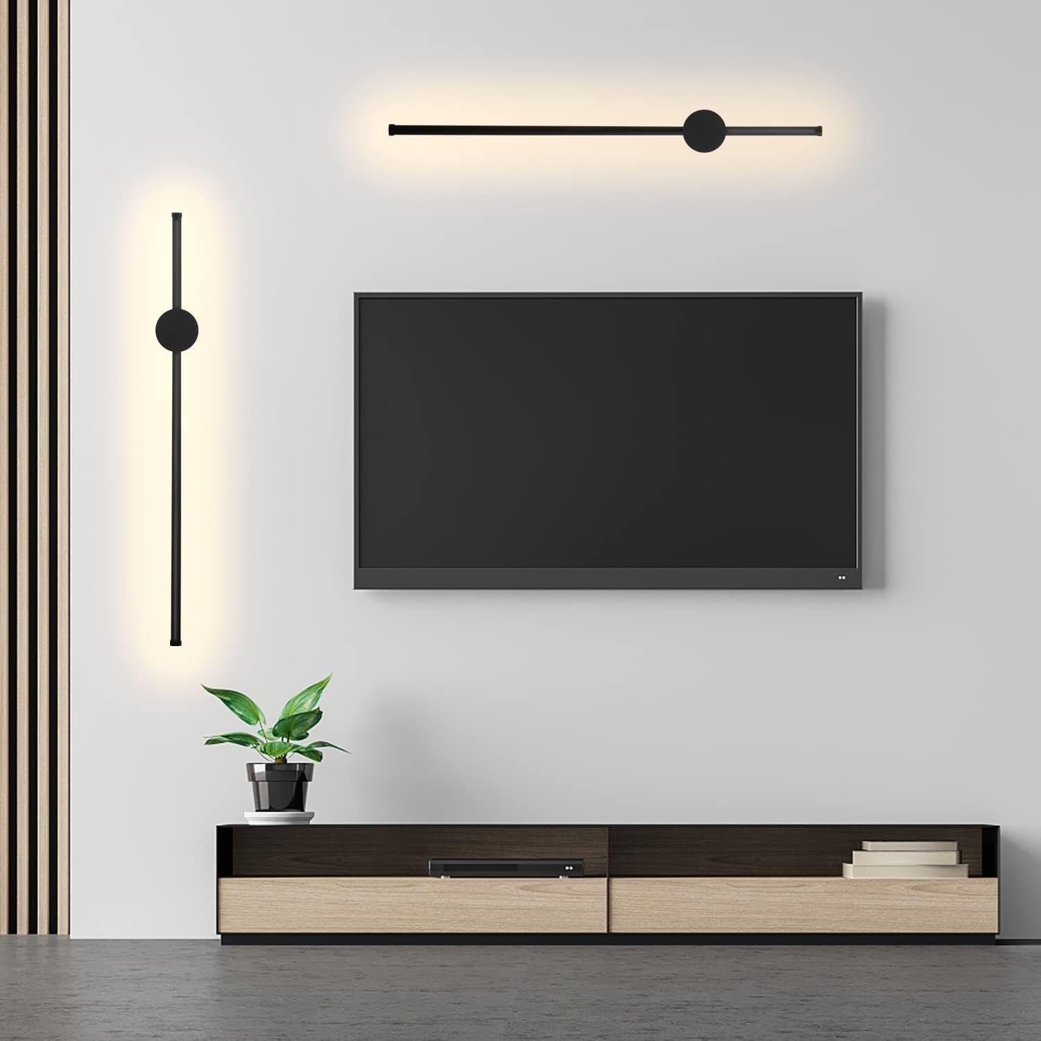 2 Applique murale LED noire à l'intérieur 60CM 3000K indirecte moderne Éclairage mural orientable à 90° - 7