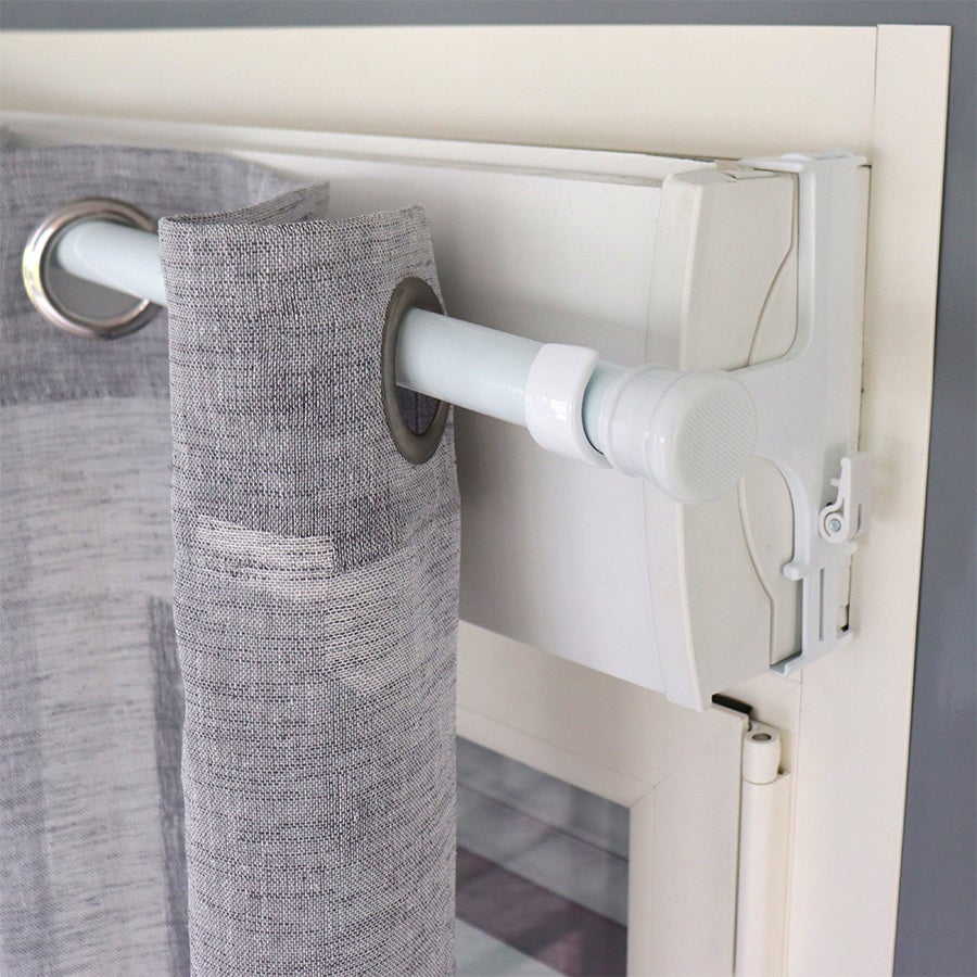 2 Supports Sans perçage, Blanc, D.20/28, pour Tringle à Rideau sur Caisson de Volet - 6