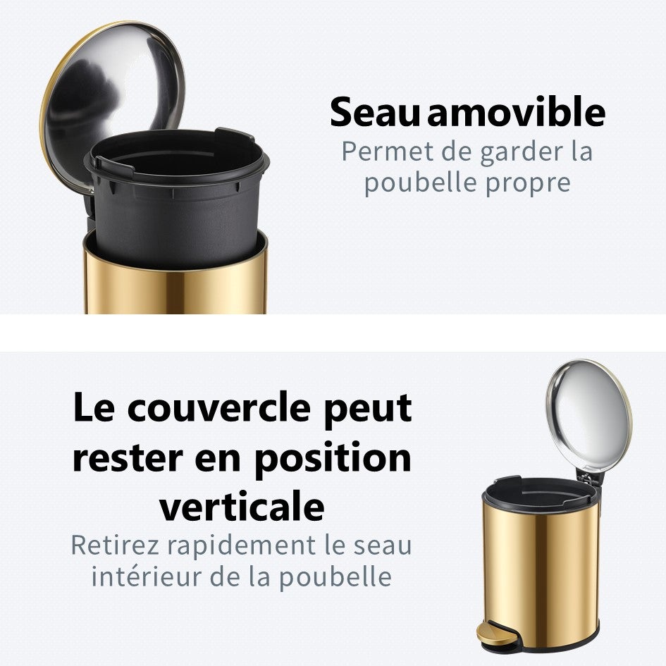 Poubelle HÜSQ 5 litres - Or - poubelle dorée pour salle de bains ou les toilettes - 3