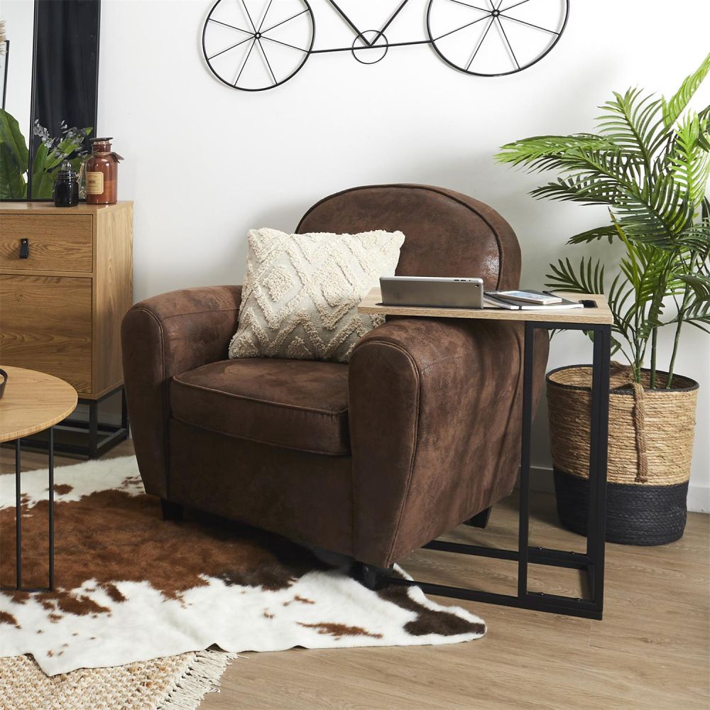 Table D'appoint - Home Deco Factory - Design Pratique - Marron Et Noir - H62,5 X L48 X P28 Cm - 6