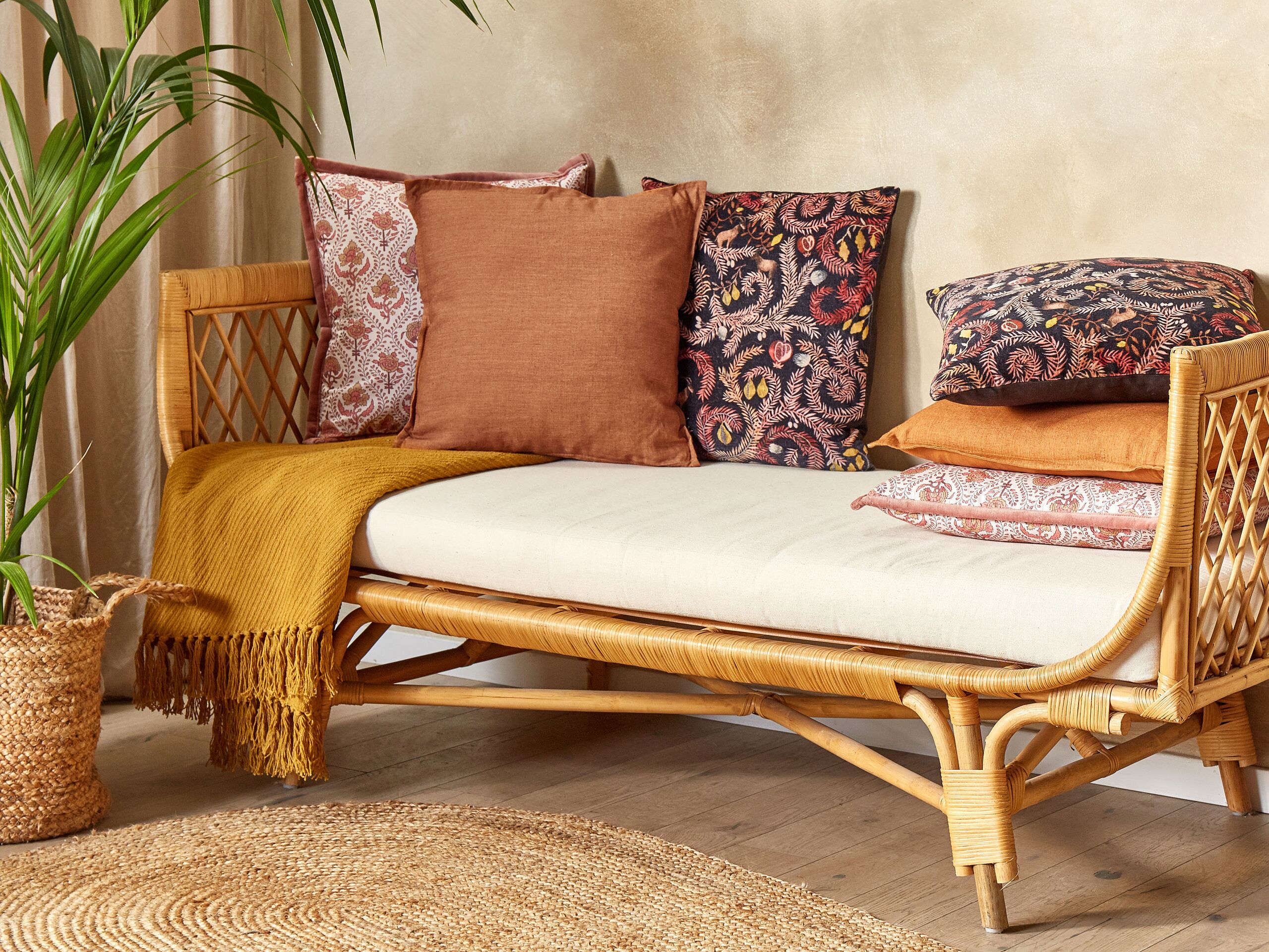 Beliani conjunto de 2 cojines decorativos sagina lino 45 x 45 cm naranja liso