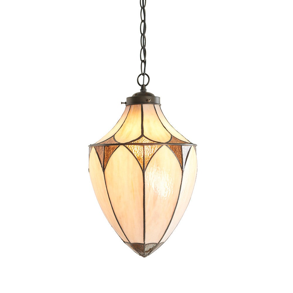 Lampa sufitowa żołądź BROOKLYN brązowa 1xE27x40W szkło wym:107x25x25cm IP20 Tiffany