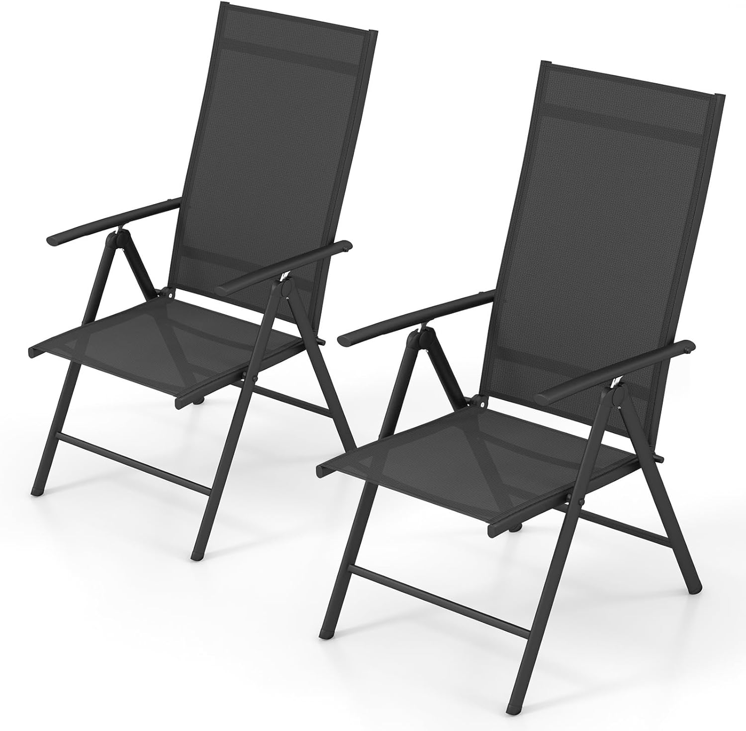 Set di Sedie Pieghevoli da Giardino, Schienale Reclinabili a