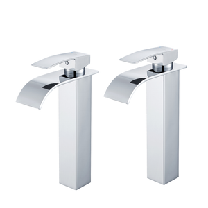 2PCS Auralum Max Robinet Cascade pour Vasque à Poser,Mitigeur Haut pour Lavabo,Robinet Cascade pour Salle Bains en Inox,Robinettrie Monotrou ,Chromé