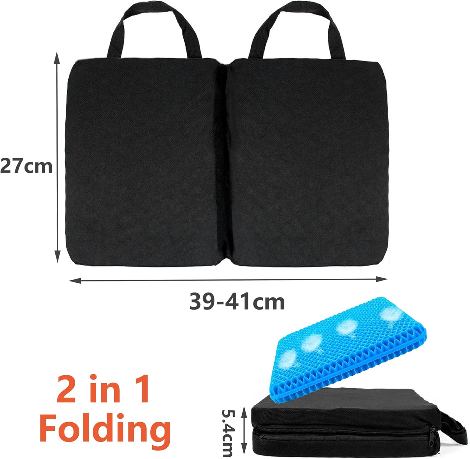 Coussin de Siège en Gel, Coussin de Siège d'avion Portable, Coussin de Siège en Gel Épais pour Les Longues Assises, Coussin de Chaise avec Soulagement - 2