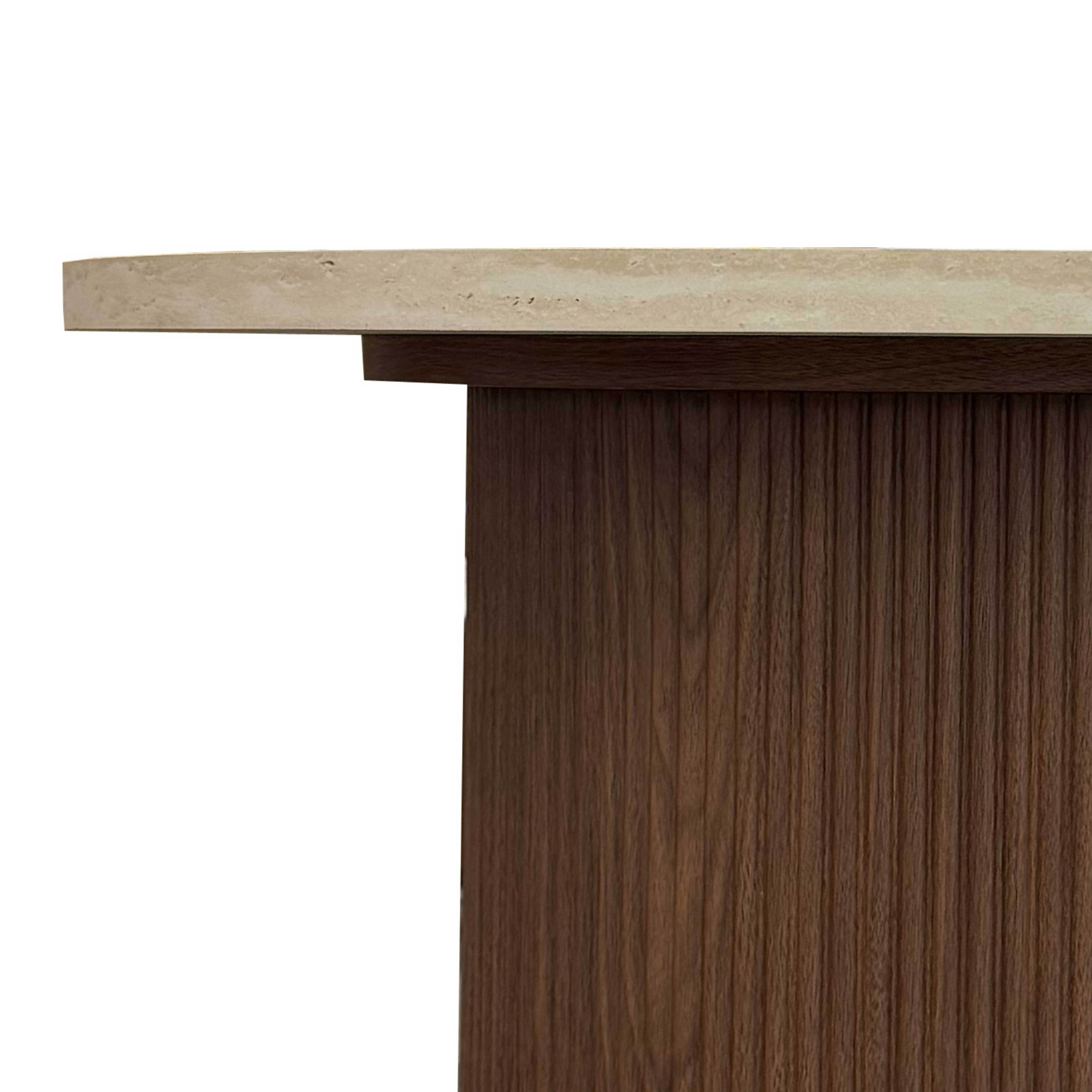 Table basse scandinave ronde 70 cm en bois foncé - 4