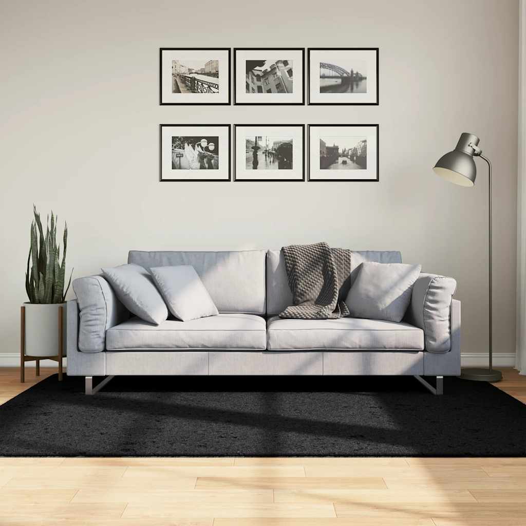 Dywan z długim włosiem PAMPLONA, czarny, 140x200 cm vidaXL