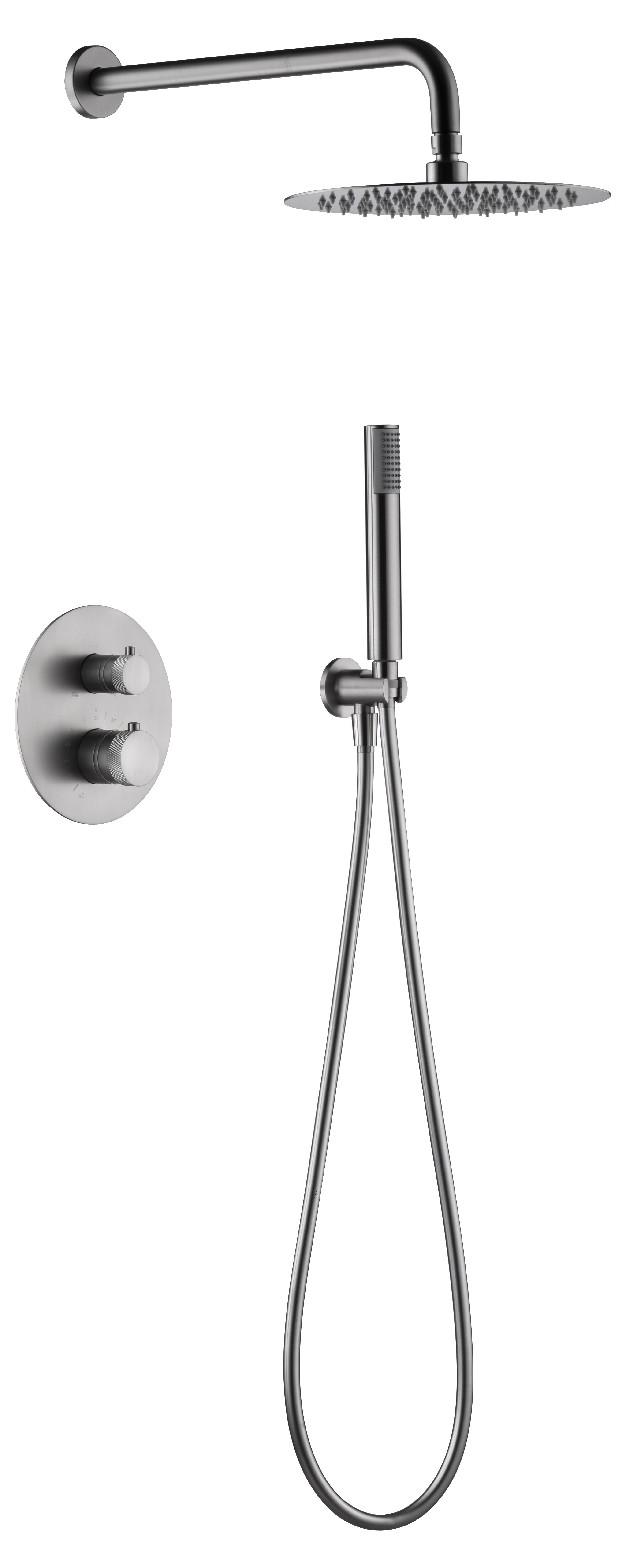 IMEX GTQ038/NQ TOP Thermostat-Duscharmatur – Eingebaut, Telescopisch, Mit Nickel Gebürsteter Oberfläche