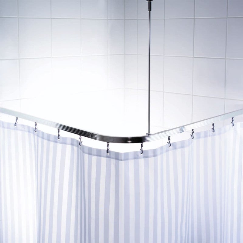 SIKAIQI Binario per tenda da doccia in acciaio inox 304 elasticizzato a forma di L (nero, 60-133 cm x 180-215 cm), installazione senza trapano, per bagno, negozio di abbigliamento, spazio privato