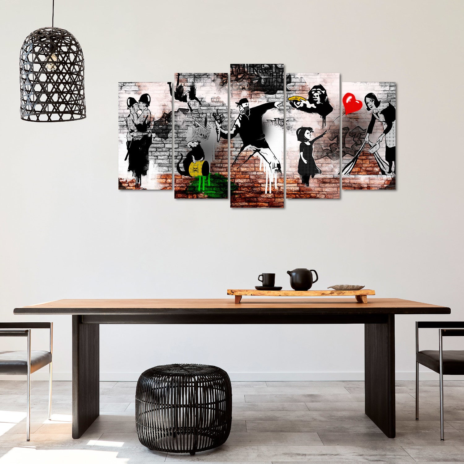 DekoArte - Impression Sur Toile Moderne | Décoration Pour Le Salon Ou Chambre | Art Abstrait Banksy Oeuvres | 150x80cm - 3