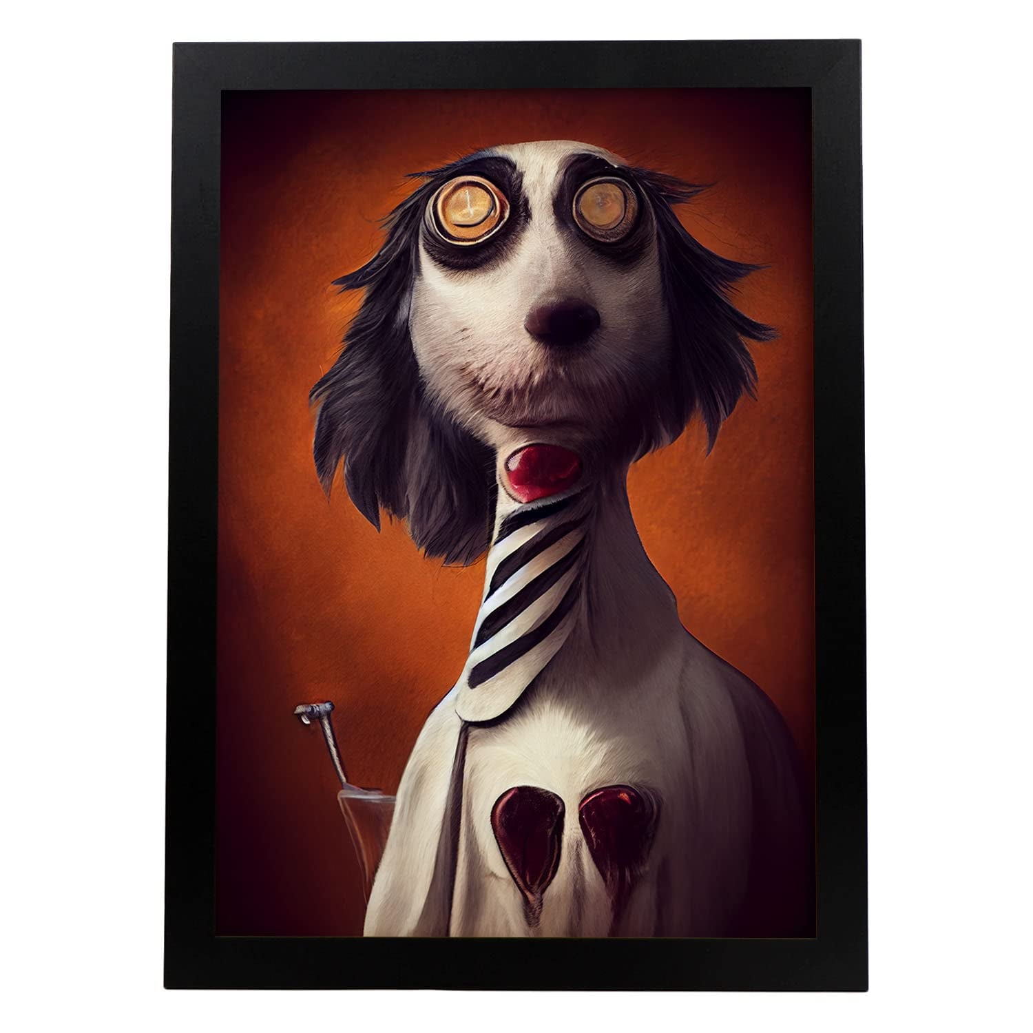 Nacnic lámina veterinario dependiente estilo t burton ilustraciones y pósters de animales inspirados en el arte gótico de burton a3 marco negro