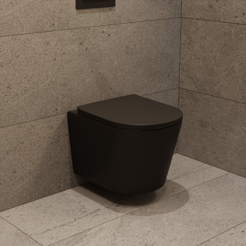 Grohe Pack WC bâti-support Rapid SL + WC suspendu sans bride Ceramia + abattant SoftClose + plaque noire mat (RSLBLCETORKF0) - 3