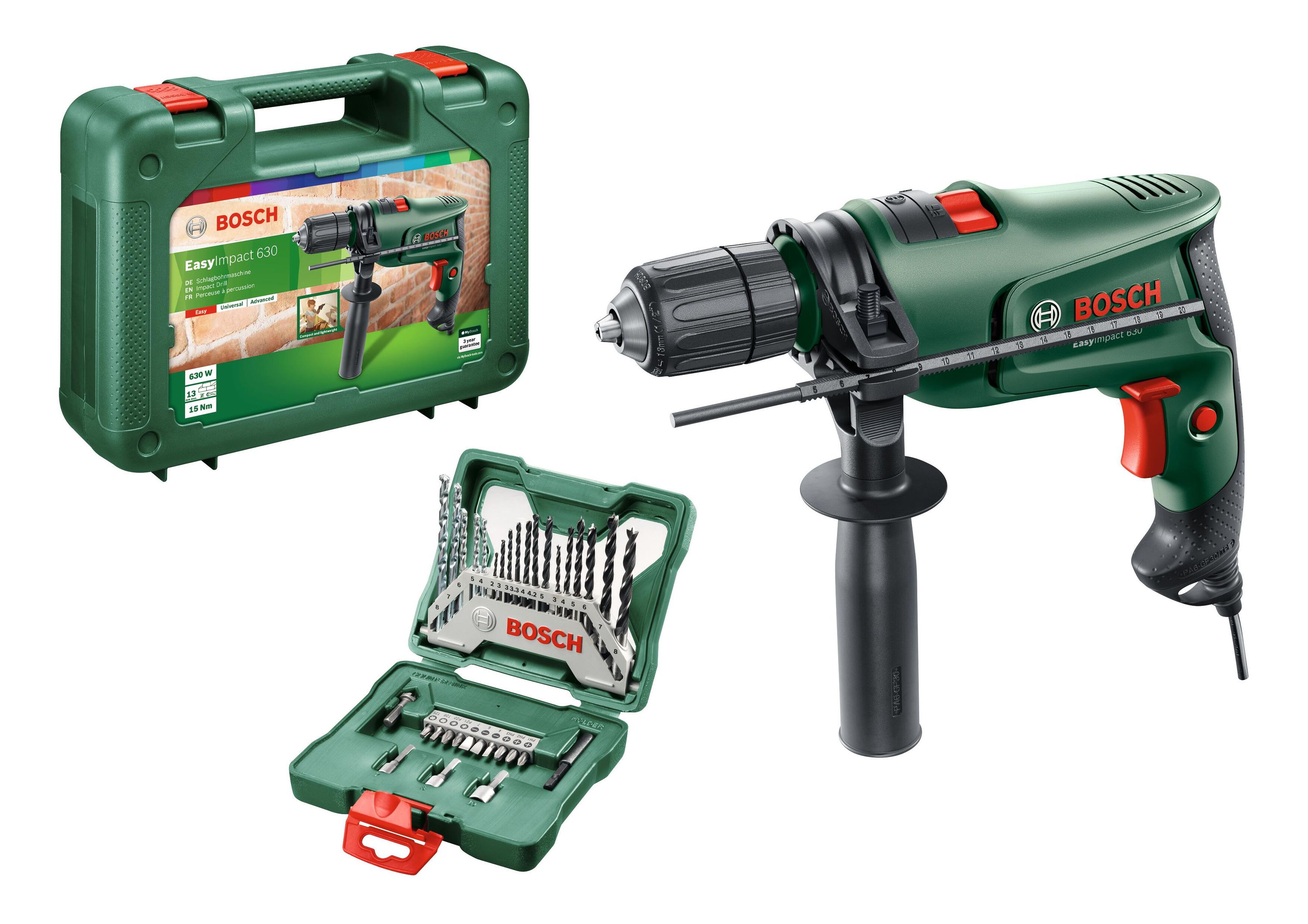 Wiertarka udarowa BOSCH EasyImpact 630 W + Walizka 33 akcesoria