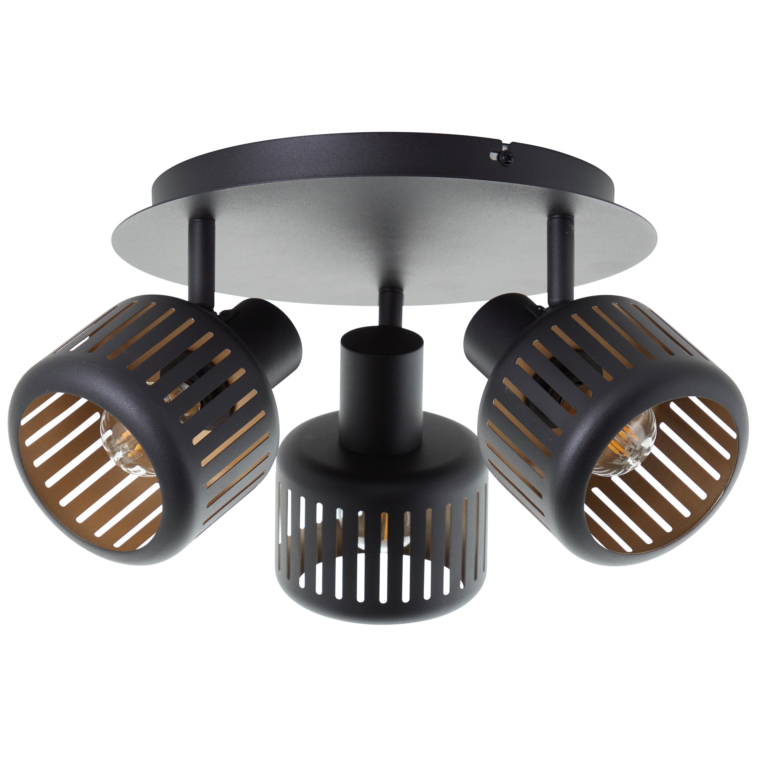 Brilliant lampa Tyas spot cocarde 3 żarówki czarny złoty plastik/czarny metal 3x D45, E14, 28 W - 2