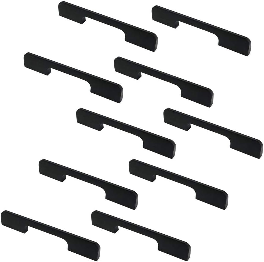 Zestaw 10 uchwytów do drzwi szafek i szuflad ze stopu cynku, matowa czerń, długość 140 mm