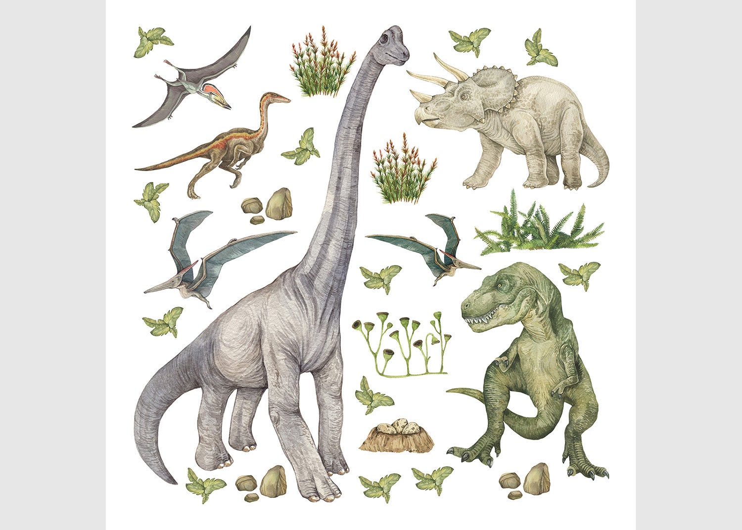 Naklejka na ścianę dinozaury zielonym - 30 x 30 cm - SANDERS &amp; SANDERS