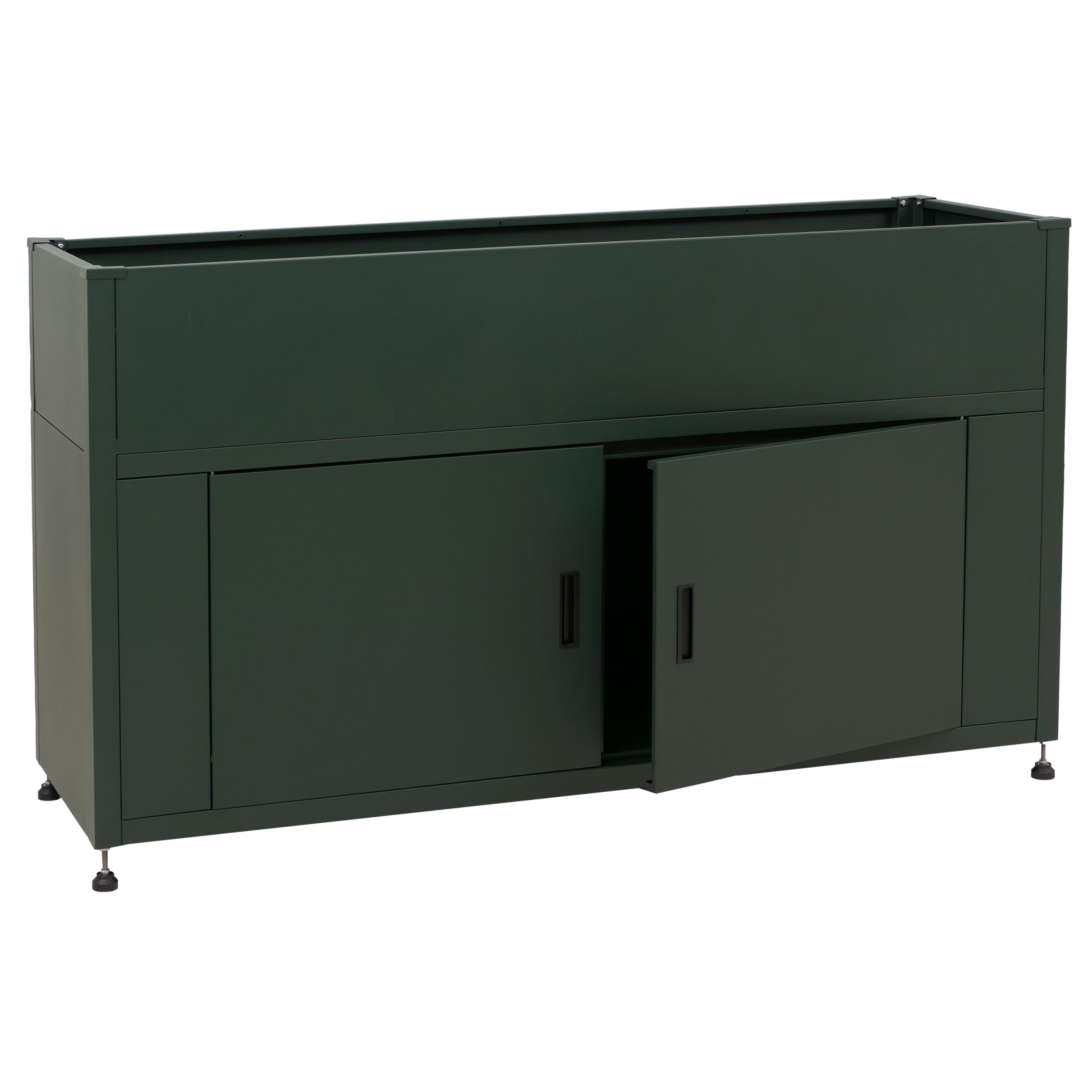 Podwyższona grządka HWC-O85, metalowa podwyższona grządka, skrzynka na kwiaty, donica, schowek, metal 47 kg 91 x 161 x 51 cm ~ zielona