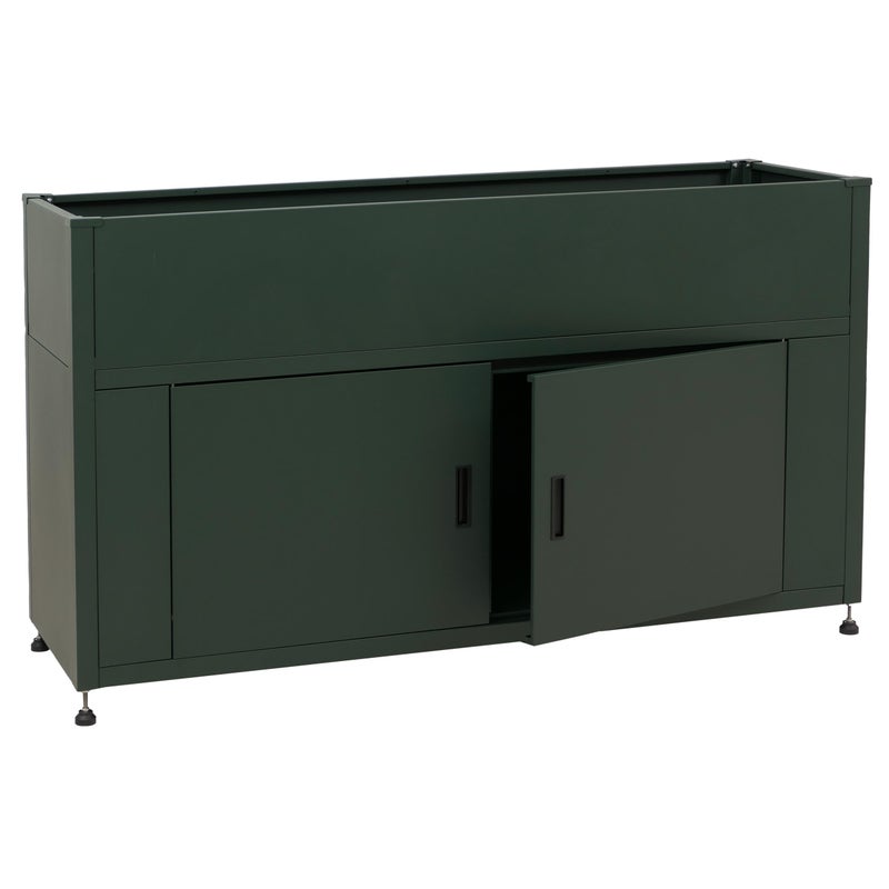 Podwyższona grządka HWC-O85, metalowa podwyższona grządka, skrzynka na kwiaty, donica, schowek, metal 47 kg 91 x 161 x 51 cm ~ zielona