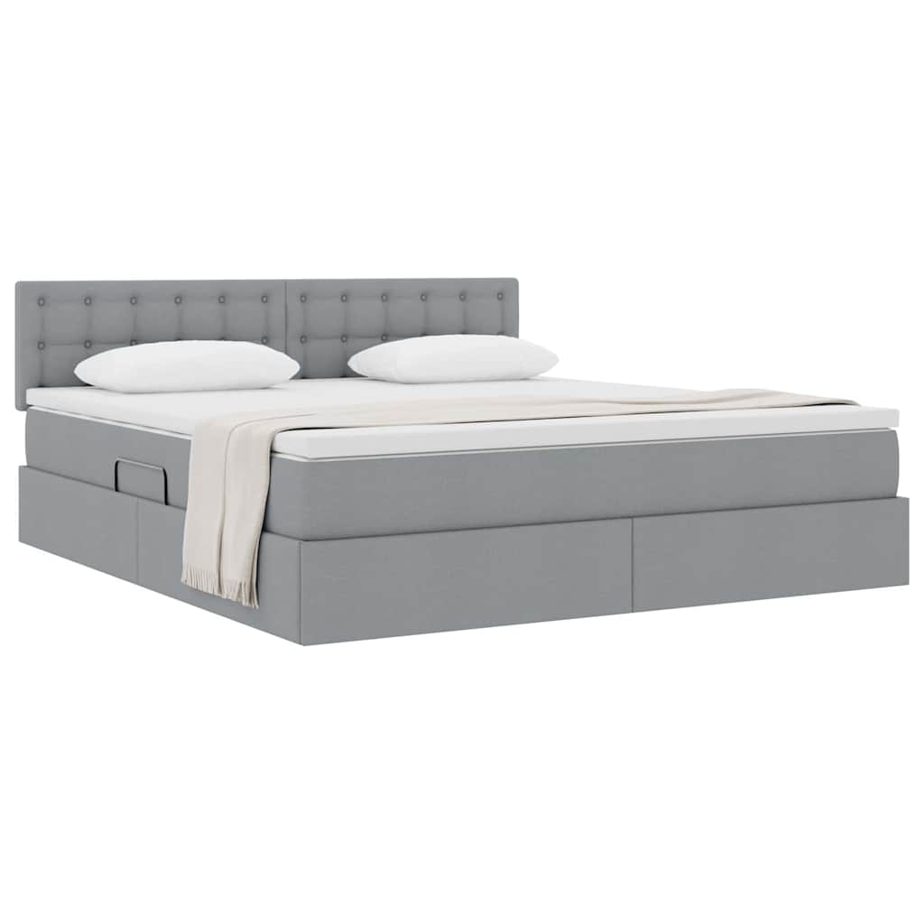 Lit avec rangement et matelas gris clair 160 x 200 cm velours - 3