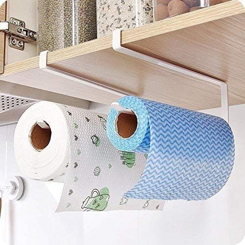 Wieszak na ręczniki papierowe do kuchni do montażu na drzwiach szafki i pod szafką, 2 wieszaki na ręczniki pod szafką