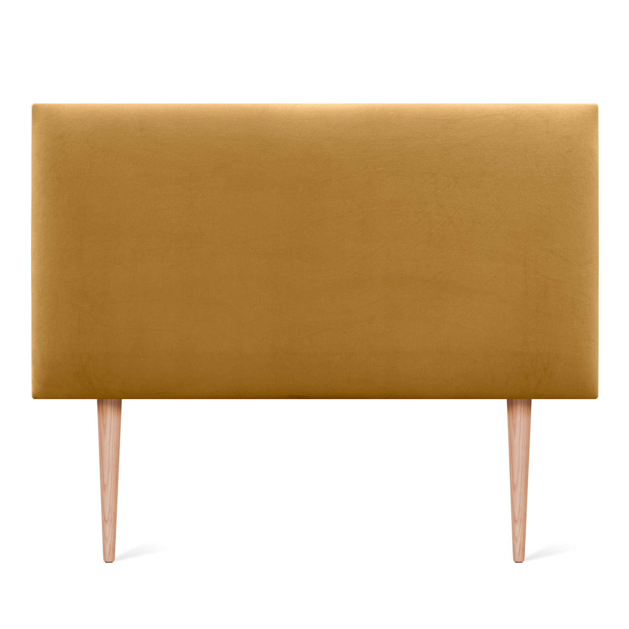 DHOME Testiera in Velluto Liscio con Gambe Camera da letto Imbottita con Testiera Imbottita Moderna di Fascia Alta (Senape, 80x105cm) - 3