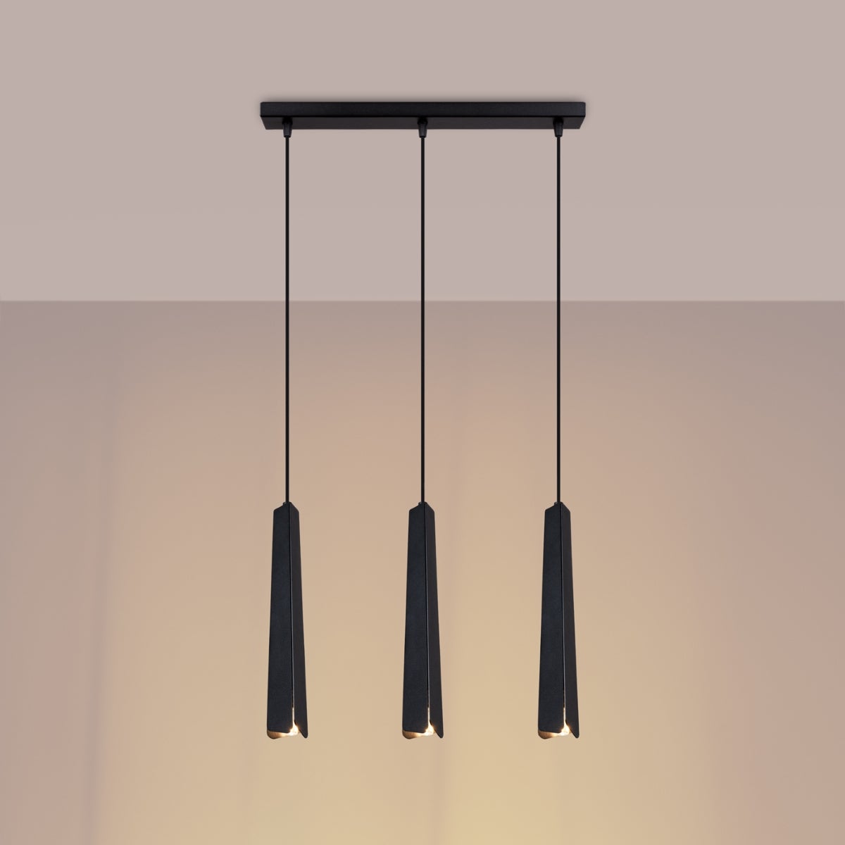 Lampa wisząca ASTEL 3L czarna LED 3000K - 45x5x120cm Sollux
