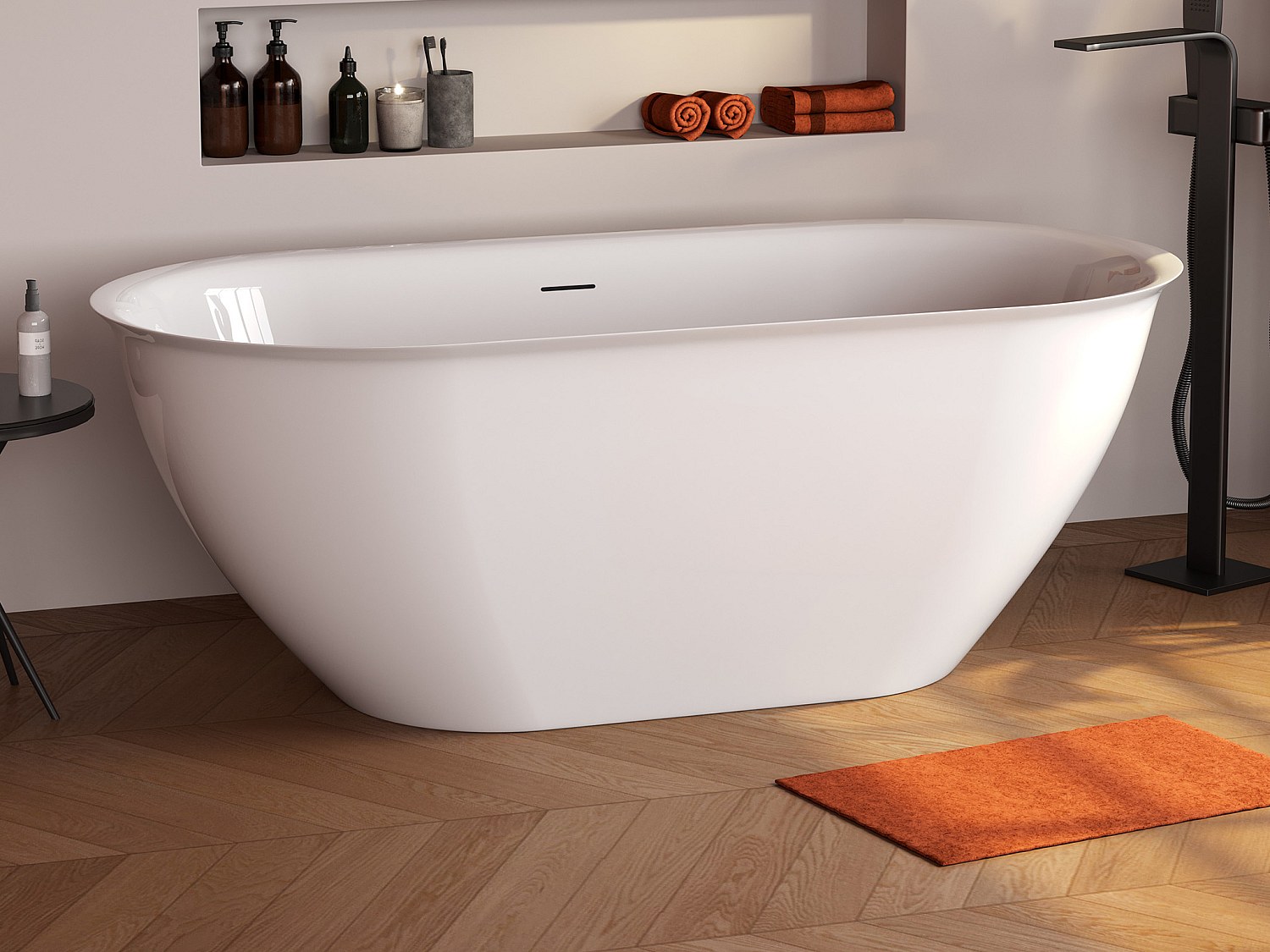Biała wanna wolnostojąca - 197 L - Akryl - 160 x 80 x 58 cm - SORTINO