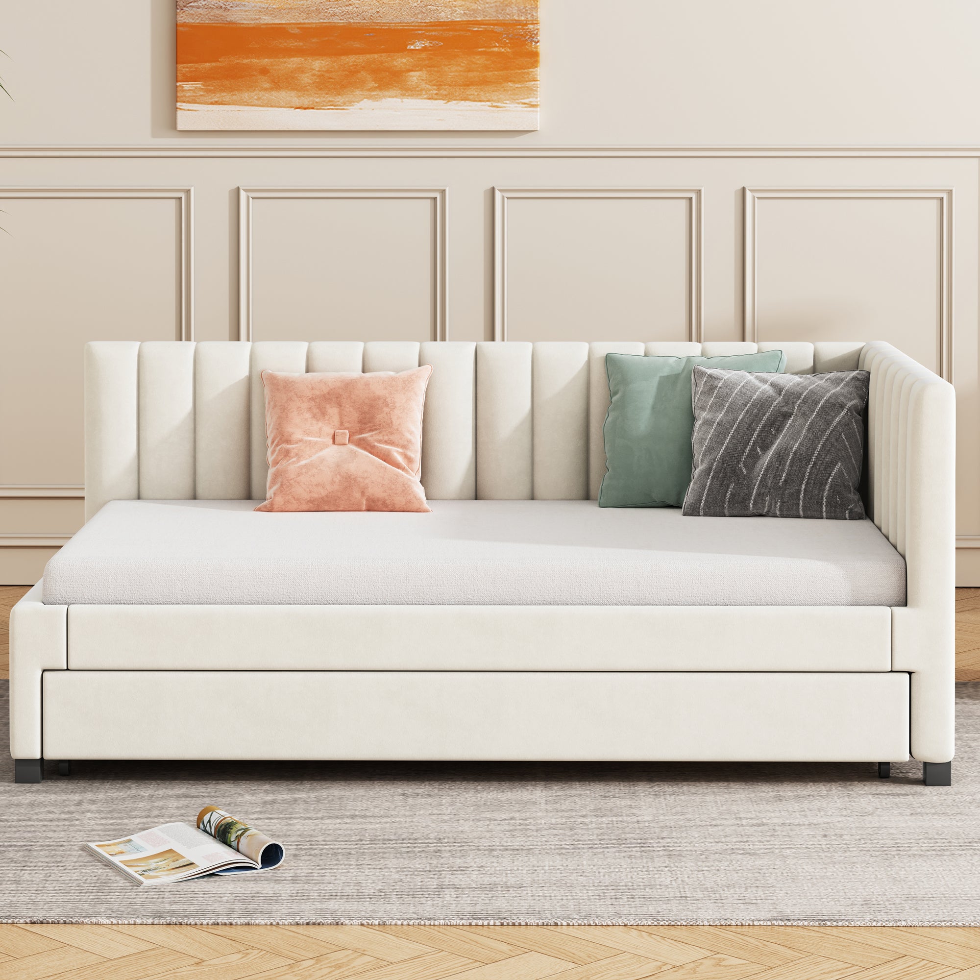 Letto Per Bambini 90x200 Cm - Letto Singolo Con 2 Cassetti E Scaletta Legno Bianco Senza Materasso