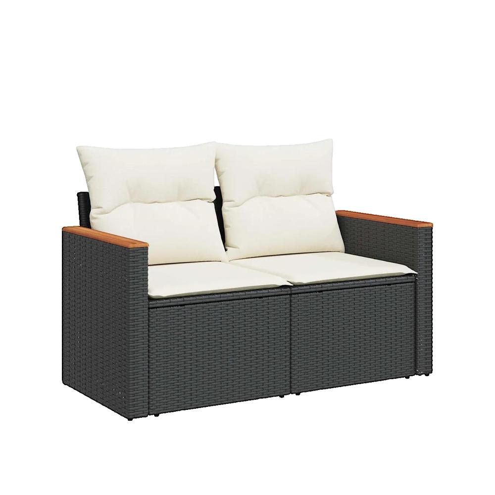Zestaw mebli ogrodowych vidaXL 6 cz. rattan syntetyczny modułowy czarny akacja